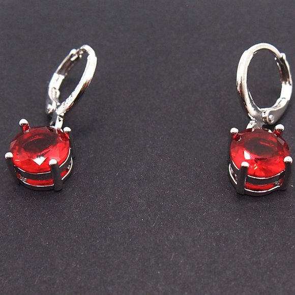 ⭐Bundle Sale⭐ 4Pc. Ruby Earrings and Necklace Set Solid 925 Sterling Silver - Picture 2 of 10